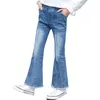 Mädchen Flare Jeans Denim Boot Cut Hosen Hosen Solide Kinder Teenager Frühling Herbst Kinder Für Mädchen 4 6 9 12 14 Jahre