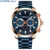 CRRJU Moda Paslanmaz Çelik Erkek Saatler Üst Marka Lüks Çok Fonksiyonlu Chronograph Kuvars Saatler Relogio Masculino 210517