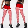 Mode Jul Leggings Present Höst Vinterfestival Legging Plus Storlek Kvinnor 3D Stripe Sexig High Waist Skinny Leggins 211215