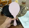 Hand Looking Glass Retro Pattern Vanity Lighted Makeup Mirror Korean Style Princess Compact Mirrors Portable Handle SN2646