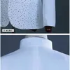 2 stuks White One Button Gold Embroidery Diamond Pak Mannen Merk Stand Kraag Slim Fit Bruiloft Bruidegom Mens Past met Broek Terno 210522