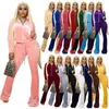 Designers Women Clothes fashion cashmere suit solid color exposed navel long sleeve flared pants sports two-piece set