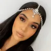 Boho Crystal Drop Panna Head Chain Headwear Headpiece Rhinestone Bröllop Hår Tillbehör för Kvinnor Bride Indian Smycken Gift