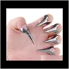 Drop Delivery 2021 Gioielli di moda Retro Rock Talon Claw Spike Band Gothic Punk Vintage Claws Nail Rings Midi Finger 3Wf8Q