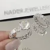 Design exclusivo promessa anel de anel de luxo 2ct diamante 925 esterlina de casamento de prata anéis de banda de casamento para mulheres presente de jóias finas