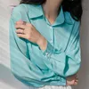 Твердые минималистичные стильные женщины отвороты свободно плюс рубашки размеров тонкий солнцезащитный крем OL Streetwear все спички блузки 210421