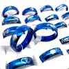 36pcs Blue Homme Femme Bande en acier inoxydable Bague Fashion Bijoux Favoris Favores Finière Anneaux de doigts Mélanger Styles de gros lot