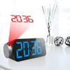 Timers Projection Alarm Clock Radio Digital Clocks 7" Screen Led USB Charger 12/24 Hour Switch 180° Rotation