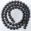 Wojiaer Natural Onyx Ball Ball Stone Black Frosted Beads فضفاضة لصنع المجوهرات 6 8 10 12mm 15 1/2 "By908