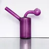 Striped Integrated Hookah Shisha Smoking Colorful Thick Glass Oil Burner Bubbler Glass Pipes Handmade Smoke Water Bong Curved Dab Rig Pipe Tobacco Bowl