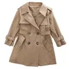 3-11 år Stora tjejer Trench Coat Spring Aute Casual Double Breasted Windbreaker Barnkläder Mode Barn Outwear