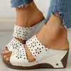 Sandaler Kvinnor Retro Platform Wedge Skor Fashion Cut Out för Heel Slippers Outdoor Ladies