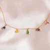Hängande halsband ins kreativ färg zircon dinosaur djur halsband söt för kvinnor flickor mode smycken gåva