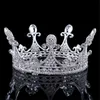 Barokowa Queen King Gold Bride Tiara Crown Headdress Prom Bridal Tiaras and Crowns Wedding Włosy Biżuteria Akcesoria Pageant X0625