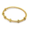 Bangle parafuso Bangles Titânio Aço Oval Casal Mulheres Sem Pedra Rosa Braceletes De Ouro Femme Bijoux Pulseira Sem Caixa Ban