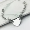 316L Titanium steel heart bracelet women fashion chain on hand 19mm heart round A set of packaging couple jewelry Gift for Accessories Valentine Day wholesale