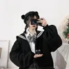 Costume de marin femmes à capuche Goth Squelette Imprimer Automne Hiver À Capuche Zipper Up Harajuku Sweat Gothique Vêtements Lâche 220311