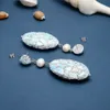 Gioielli Guaiguai Blu Natural Larimar Silver Colore Sinestone Pave Ovalo Culturato White Round Pearl Larimars Orecchini per Wome5165429