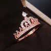 Crystal Crown Ring Rose Gold Engagement Wedding Rings Band for Women Fashion Jewelry Will en Sandy