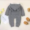 Baby Romper Winter Knitted Clothes born Fleece Jumpsuit Infant Boy Hooded Girl Overalls 210816