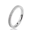Bijoux de mode simples anneaux de mariage en argent sterling 925 pavé de saphir blanc CZ diamant fête éternité femmes bague de fiançailles pour cadeau d'amant