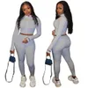 Designer Kvinnor Tracksuits 2 Piece Set High Collar Broderade Letter Zip Top Leggings Sports Outfits Dam Casual Jogging Suits