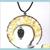 7 Chakra Quartz Natural Stone Tree Of Life Owl Necklace Multicolor Charms Fashion Jewelry F8Coa Necklaces Lfjta