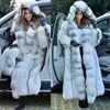 Femmes fourrure Faux femmes manteau Winterf mode chaud x-long grande taille manteaux solide à capuche lâche point ouvert vêtements