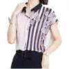 Coréen femmes chemise en mousseline de soie Blouses pour chemises à manches courtes femme haut rose tout match hauts grande taille femme OL 210427