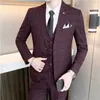 (Jacke + Weste + Hosen) Männer Kleid Anzüge Britischen 3 Stück Männer Hochzeit Anzug Herbst Männer Business Formale Karierten Anzug Männliche Luxus Dünnes Kleid x0909