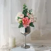 Couronnes de fleurs décoratives artificielles avec vase en verre, bureau de mariage, décoration de maison, fleur en soie, accessoires de Table de haute qualité, salon Dec