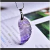 Rock Crystal Quartz Loose Pärlor 1pc Naturlig Fluorit Mineral Wing Guardian Noble Par Necklace Hänge DIY Present Smycken Män En Qylmym Drop