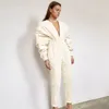 Women's Autumn New Jumpsuit White Long Sleeve Fashion Slim V-neck Pleated Bubble Sleeve Elegant Women's Luxury Clothing 210422