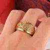 Gold Drache und Phönix Ring Diamant Paar Prinzessin Verlobungsringe für Frauen Hochzeitsschmuck Eheringe Zubehör Öffnung verstellbar