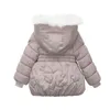 1 2 3 4 Years Girls Winter Warm Jacket Heavy Thick Plus Velvet Hooded Coat For Kids Children's Outdoor Travel Clothing 211204