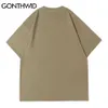 Gonthwid Tshirts Streetwear 캐주얼 고딕 펑크 바위 만화 악마 프린트 짧은 소매 티셔츠 코튼 힙합 ​​하라주쿠 티셔츠 210726