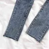 Dünne Jeans Frau Hohe Taille Grau Blau Elastische Denim Tuch Weibliche Frühling Sommer Vintage Bleistift Hosen Mom Street Koreanische Hosen 210708