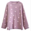 Automne Hiver Femmes Dot Chandail Tricoté À Manches Longues O-cou Plus La Taille Casual Pull Jumper 210427