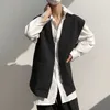 IEFB Homens Causal White Vest Cool Sem Mangas Cardigan Waistcoat Coreano Streetwear Moda Mans Roupas 9Y6609 210524