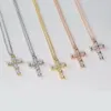 Europe America Fashion Style Lady Women Brass 18K Plated Gold Necklaces With Engraved Letter Ten Stone Cross Pendant 5 Color