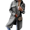 Płaszcze damskie płaszcze płaszcze płaszcza wierzcha odzieży zewnętrznej zima/jesień 2022 Houndstooth Turn-Down kołnierz jednorazowy marynarka bery22