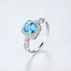 Pagmag Gemaakt Sapphire Square Ring Sterling Zilver 925 Sieraden voor Vrouwen Verklaring Beloof Charm Fijn SR0321 211217