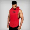 Märke Gymkläder Mens Bodybuilding Hooded Tank Topp Ärmlös Vest Sweatshirt Fitness Workout Sportkläder Toppar Man