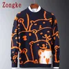 Zongke Cartoon Bear Print Knitted Sweater Men Clothing Harajuku Sweaters Pullover Men Sweater Fashion Mens Clothes M-3XL 2021 Y0907