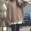 Пуловер сладкий свободные твердые частицы плюс размер зимняя одежда женщины с длинным рукавом низать свитер вязаный джемпер женский трикотаж 11634 210508