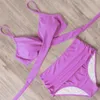 Ruuhee badkläder kvinnor criss cross baddräkt sexig strand bär solid bikini set tryckta hög midja push up 2021 baddräkt kvinnor y0820