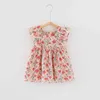 Gooporson Summer Flower Girls Girls Dresses Coreano carino manica volante Princess Dress Elegante Beach Party Little Kids Costume 210715