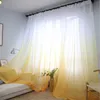 Gradient Color Window Curtain for Living Room Sheer Fabric kitchen Green Tulle Drape Gray Voile White Treatment X-WP185#30 210712