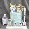 Uzay Gezegen Aircraft Astronot Mutlu Yıllar Dekorasyon Ev Yemeği Pişirme Cupcake Cake Topper Flags Etkinlik Pary Malzemeleri Diğer Parti