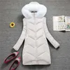 Witte vrouwen jassen parka's vrouwelijke jas winter warme capuchon jas vrouwen grote bontkraag donsjack 211013